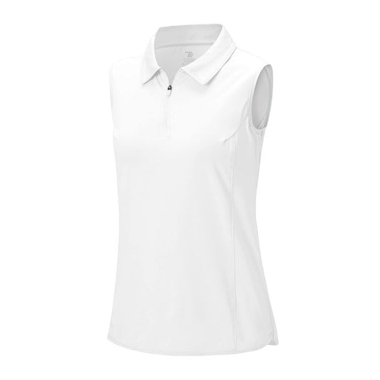 Plain Collared Half Zip Sleeveless Sports Padel Top